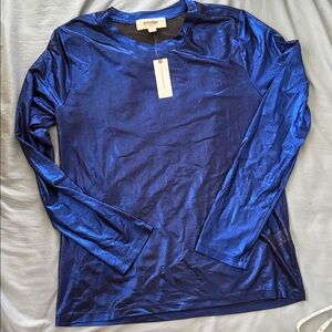 Anthropologie Porridge Metallic Blue Top